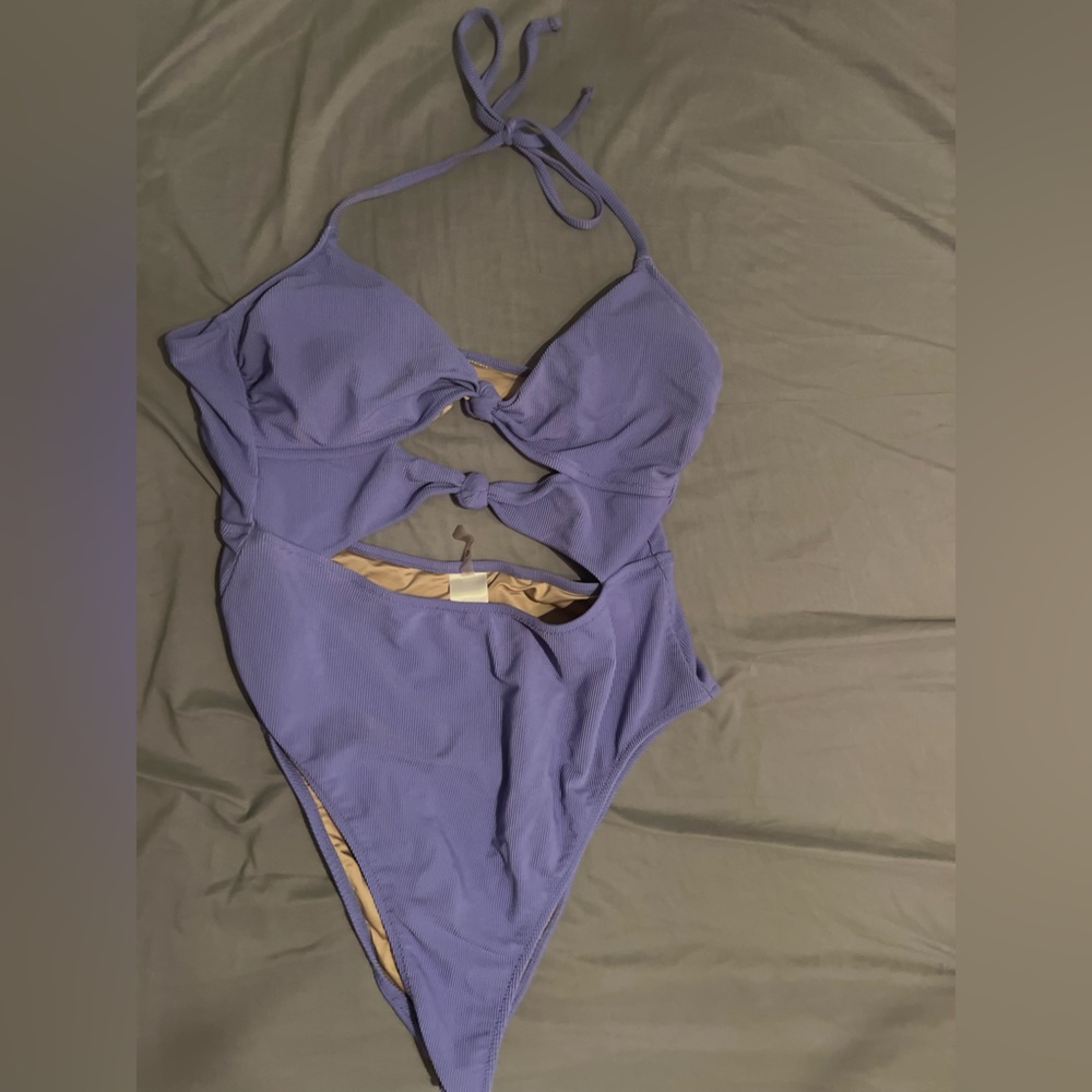 Shade & Shore Lavender Cutout One-Piece Swimsuit